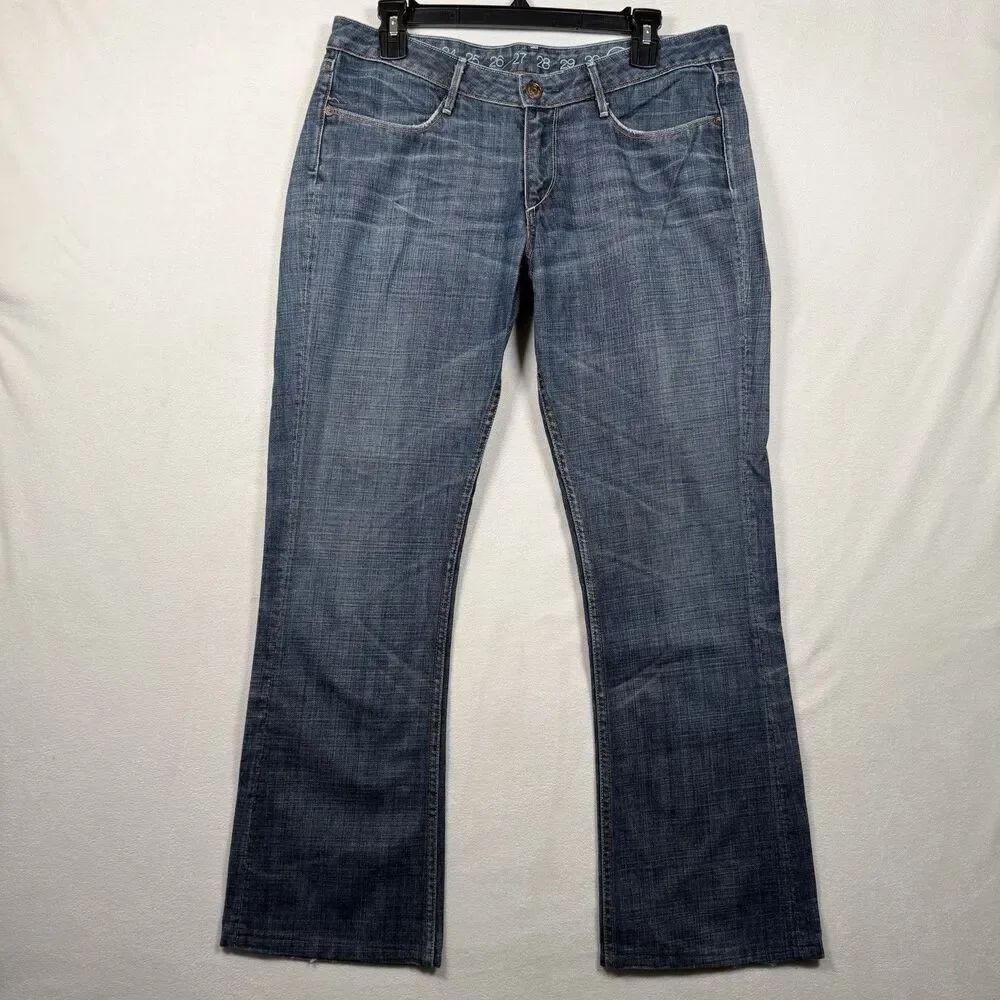 Earnest Sewn Hefner 06 Jeans Womens 31 Bootcut Low Rise Dark Wash Y2K USA Made